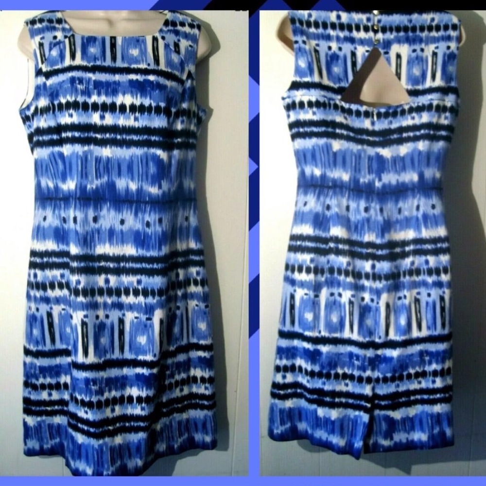 Tahari dress like new- Blue White water color Sz 8